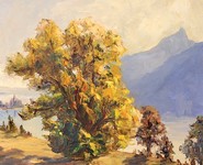 Tableau hammeau de montagne de l'artiste peintre Francis Cariffa